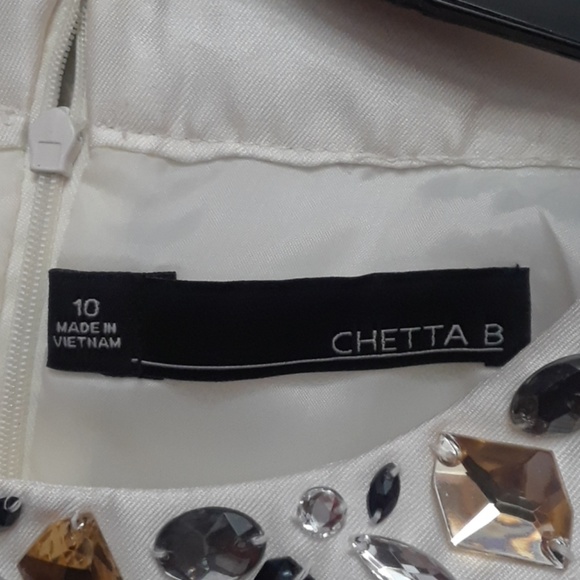 Jeweled Neck Satin Dress - Chetta B. - Picture 6 of 8